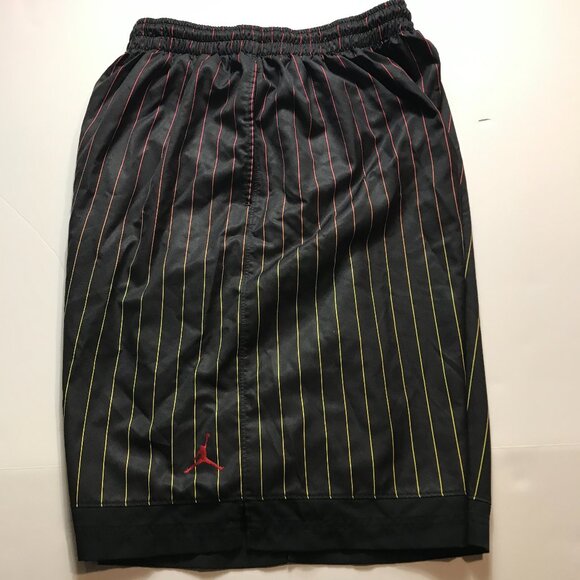 Jordan Red/Yellow Pinstripe Activewear Athletic Sport Cut Basketball Shorts #308